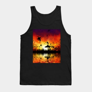 Cute fairy playing with the dandelions in the night Tank Top